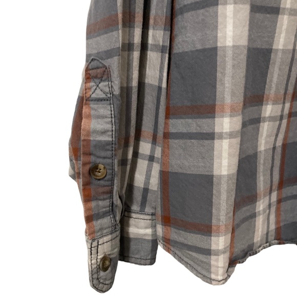 Gander Mountain Guide Series Gray White Orange Flannel Shirt Size 2XL - Picture 5 of 10